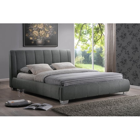 Baxton Studio Marzenia Contemporary Grey Queen Size Bed 110-5424